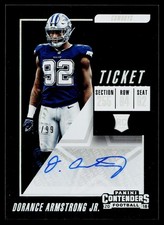2018 Panini Contenders #215 Dorance Armstrong Jr. RC Playoff Ticket Auto /99