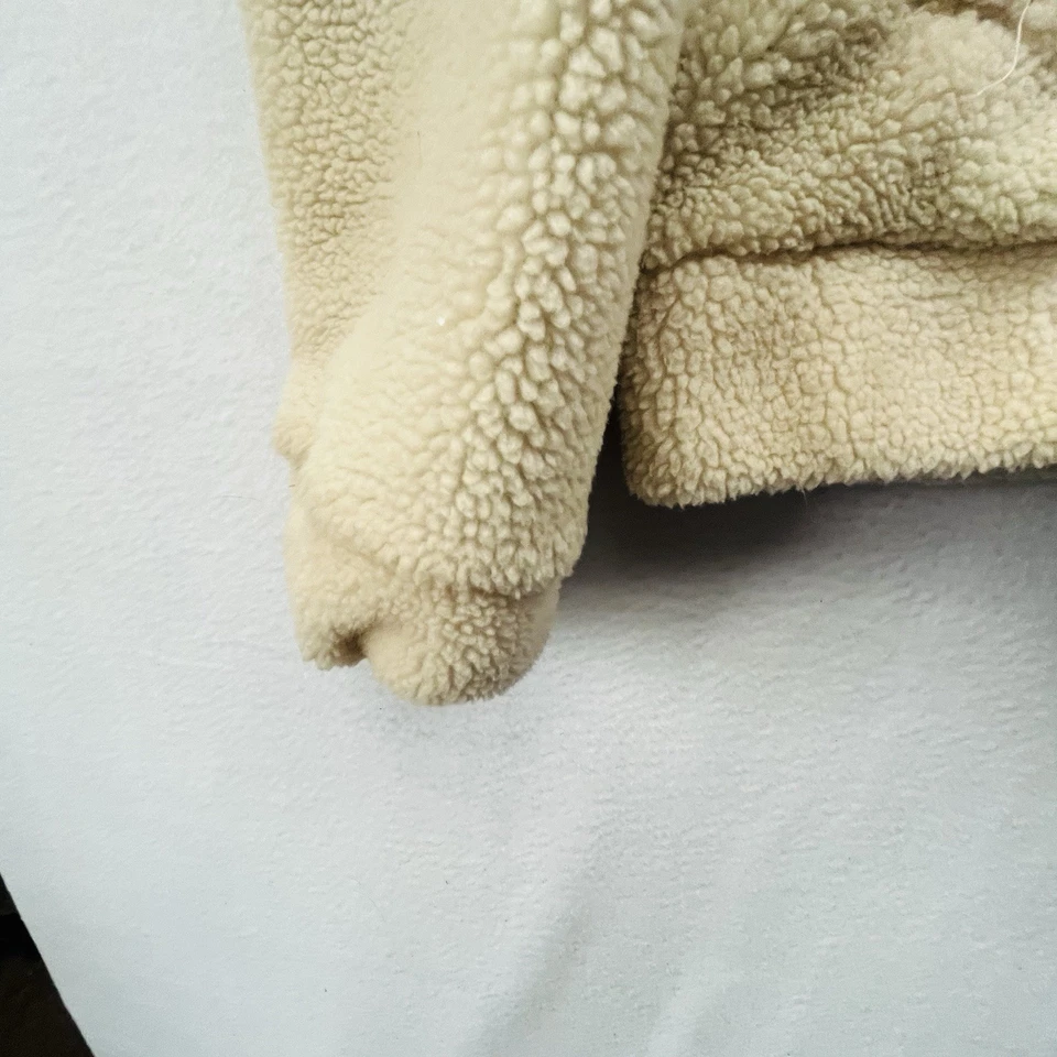 Roxy шерпа с капюшоном куртки женщин M средний желтовато-коричневый бежевый молнии флис пальто теплый - Изображение 2 из 4