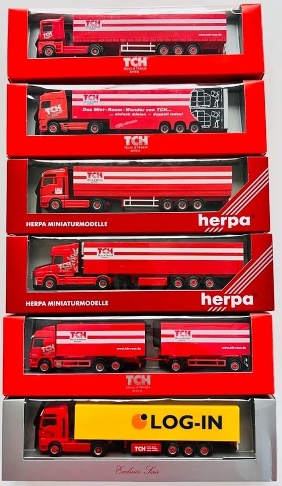 Herpa 6 LKW "TCH Truck & Trailer Rental" 1:87 in OVP