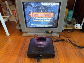 Sega Saturn black console system + Saroo cartridge + wireless controller lot