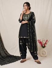 Wedding Wear Japan Satin Salwar Kameez With Organza Dupatta For Women