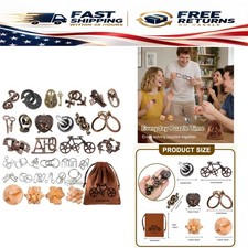 32 Pcs Brain Teaser Puzzles Set Wooden Metal 3D IQ Logic Games for Adults Kids