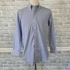 Brooks Brothers Blue White Pin Stripe Dress Shirt Button Down Preppy Slim Fit