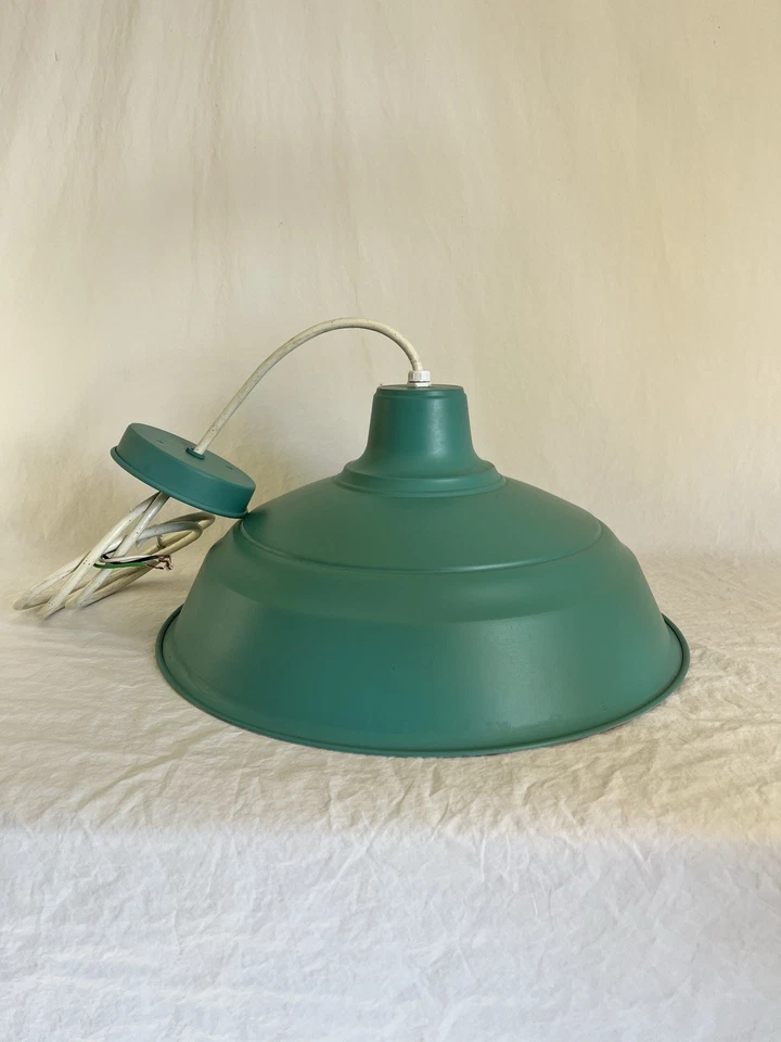 Vintage Green Metal Industrial Barn Pendant Light UNTESTED - Image 4 of 4