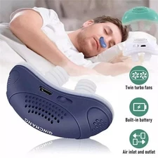 1pcs Anti-Snoring Wearable Device Blue Stop Snoring Sleep Aid Tool Rechargeable