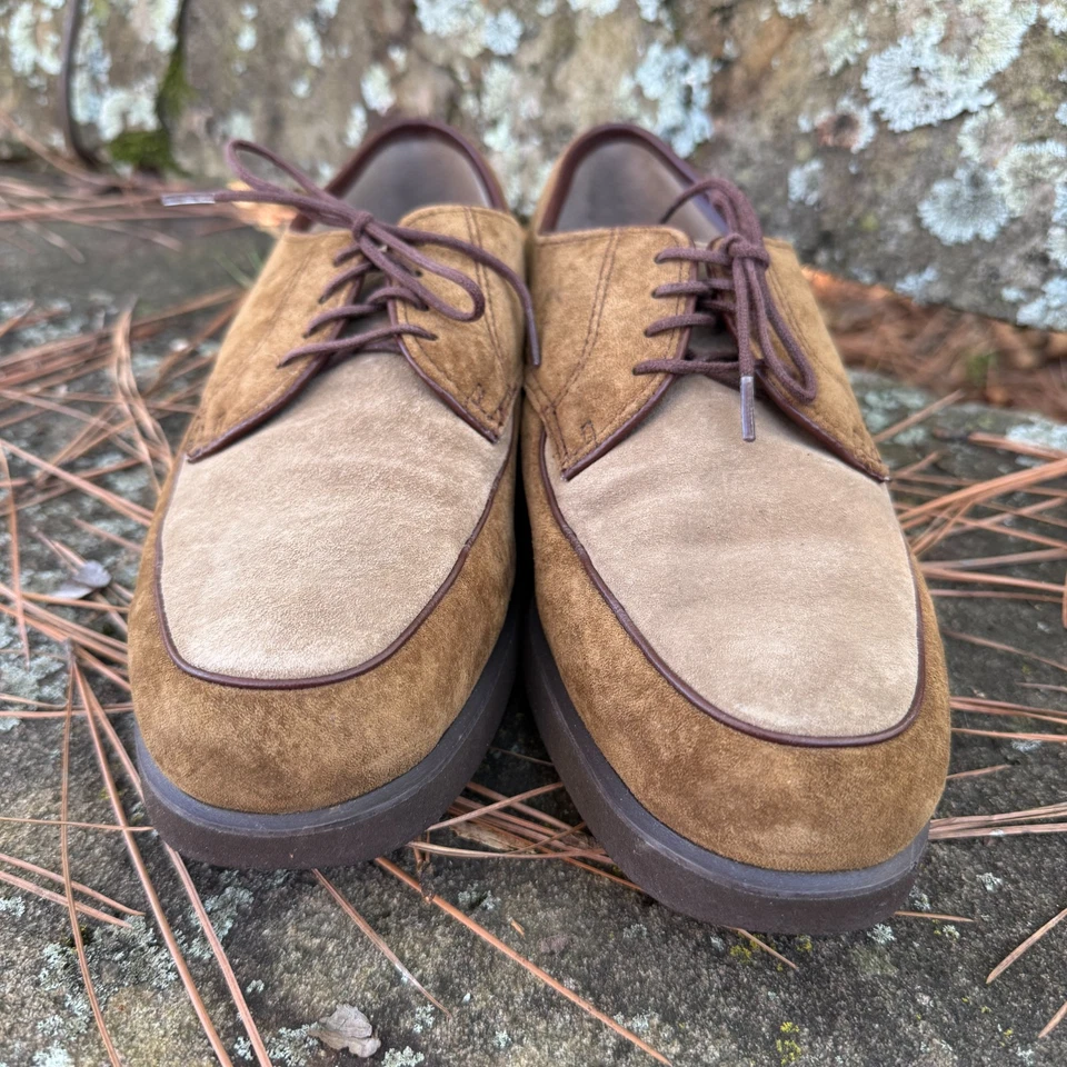 Vintage 90’s Hush Puppies Copper/Beige Nubuck Suede Women's Sz 9 Oxford Loafers - Image 3 of 4