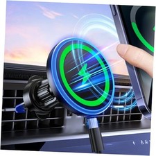 MagSafe Car Mount Charger, 3 in 1 LED RGB HandsFree Wireless Car Black