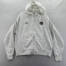 Adidas Hoodie Women Large Ohio Bobcats White Full Zip 3-Stripe Fleece Jacket
