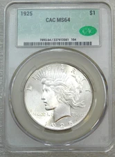 1925 Peace Dollar CACG MS64 CAC Frosty Bright Just Graded New Holder #T245D