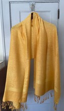 PASHMINA 70 Pure Pashmina 30 Silk Solid Gold Paisley Shawl Wrap Scarf Fringe