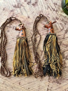 Vintage Leather Giraffe Curtain Tieback Hollywood Glam Decor