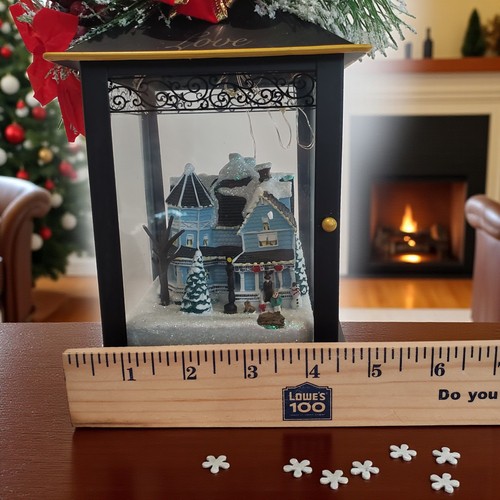 Weihnachtshaus aus Glas Windlicht blau - Bild 5 von 5