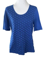 Talbots Blue Scoop Neck Top Woman's Sz M