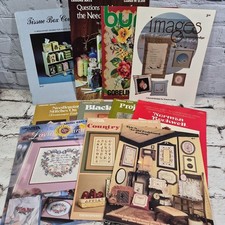 Lot Of 11 Vintage Pattern Books Cross Stitch Embroidery Needlepoint Crafts