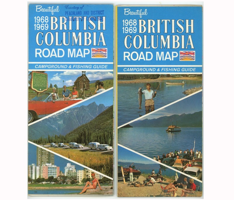 Vintage 1968-9 British Columbia Canada Official Road Map – Stamped
