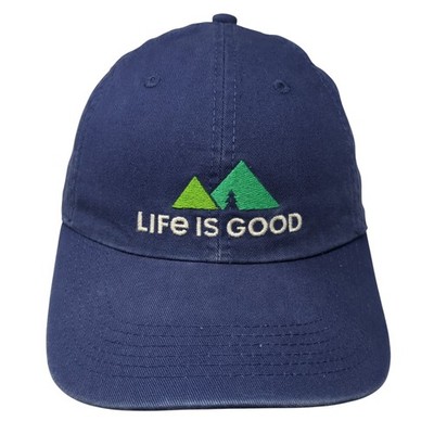 Life Is Good Strapback Baseball Cap Blue One Size Adjustable Embroidered 6 Panel
