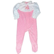 Vintage Care bears Cheer Bear pink Terry Cloth footed pajamas infant large 19lb