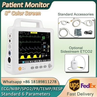 8'' color Screen Patient Monitor Portable Multi-parameter Vital Signs Monitor
