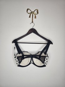DITA VON TEESE BRA, VON FOLLIES, POLKA DOT, BLACK FRILL, SIZE 12DD, NEW WITH TAG