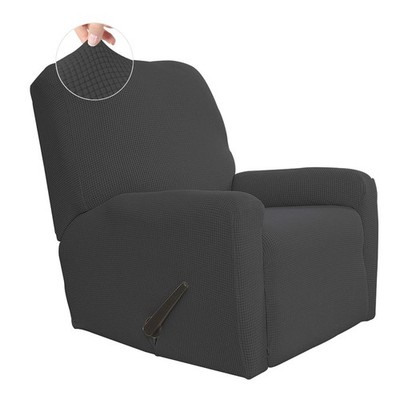 4 Pc Stretch Sofa Cover, Recliner Slipcover, Soft Fabric, Dark Gray