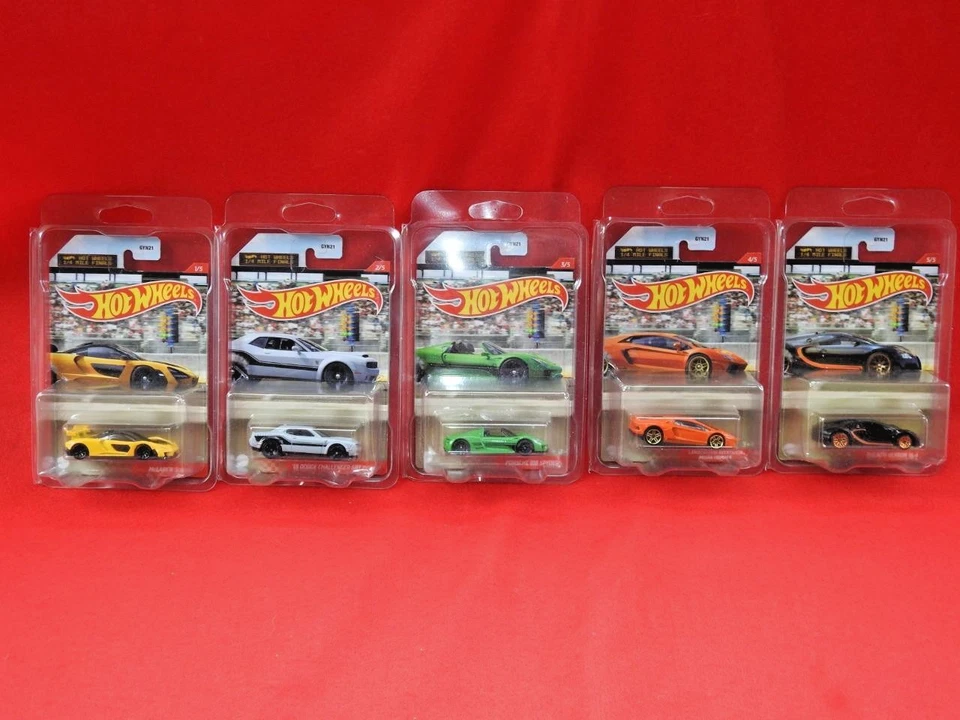 Hot Wheels 1/4 Miglio Finali Set Di 5 Mint Non Aperto & Cardato Protettiva Casi - Immagine 2 di 4