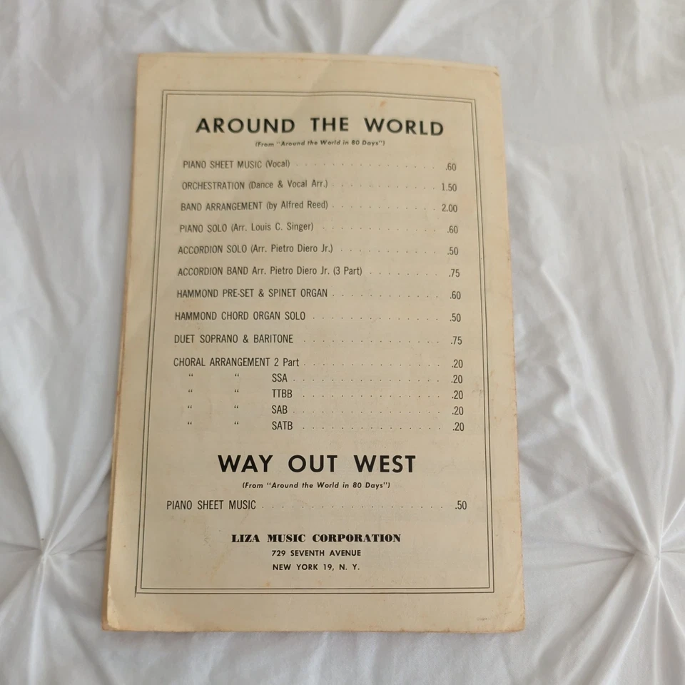 La vuelta al mundo 1957 Victor Young Harold Adamson SheetNoteMusicCom Chappell Inc Foto 2 de 3