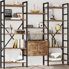 70 X70" Triple 5 Tier Book Shelf, Industrial Large Bookcase with Storage Cabinet