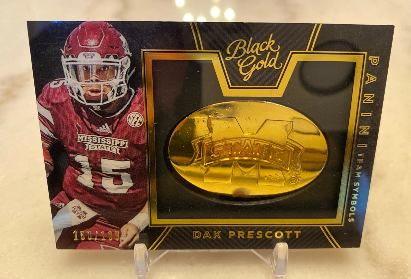 Dak Prescott Panini Black Gold Team Symbol Relic #14 White Gold