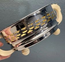 Celtic Quality Plate Round Silver Tone White Handles Footed Serving Candle 6 1/4