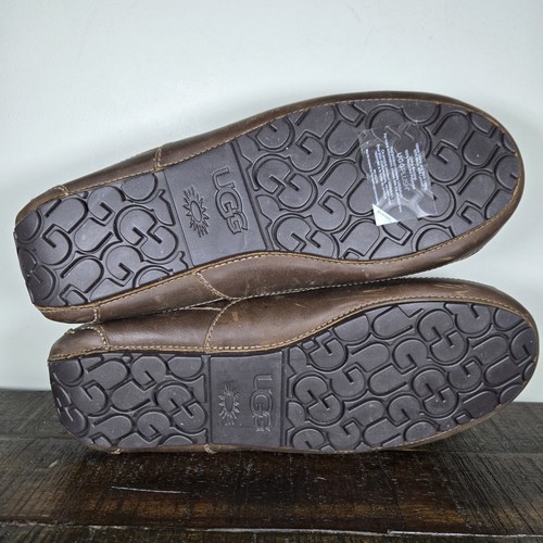 UGG Australia Ascot Herren Größe 11 3E EEE Mokassin Leder Hausschuhe Schuhe Braun - Bild 9 von 12