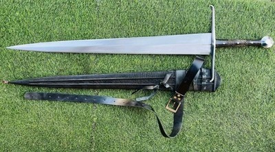 Medivel Sword High Carbon Steel 1095 Full Tang Double Edge Viking Sword 38''