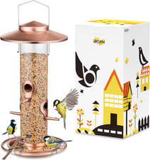 Bird Feeders for Outdoors, 2LB Metal Bird Feeders 17Cm Large Roof Tray, 4 Feedi