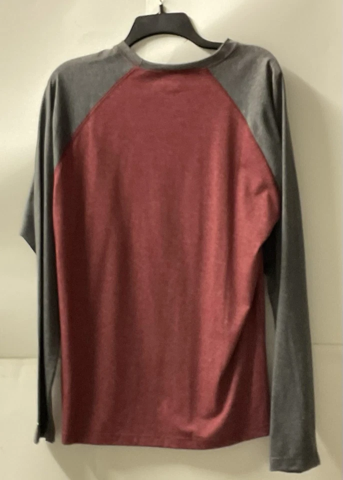 Columbia Men's Long Sleeve Raglan Tee Burgundy Gray Medium - Image 3 of 3