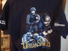 5.11 Tactical Men Shirt XL Blue Logo Urban Shield Short Sleeve Tee Sniper K9 EOD