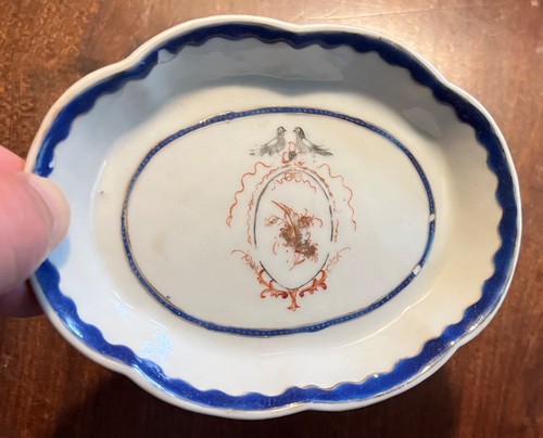 Antique Early 19th c Chinese Export Porcelain Pin Dish Plate Federal Market 1810 - Picture 3 of 9