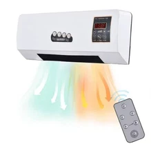 2-in-1 Wall Mounted Air Conditioner Heater Fan with Remote & Timer Control