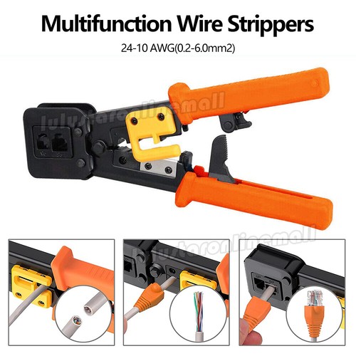 6in 1 RJ45 RJ11 Crimper Cat5/6 Connector End Pass Through Network Stripper Tool - Picture 4 of 8