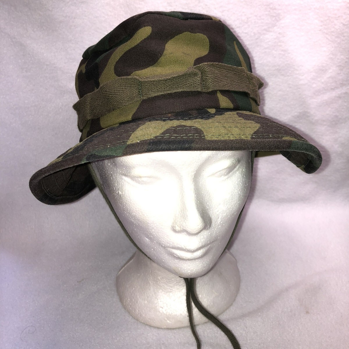 Vintage USA Made Camo Bucket Hat Chinstrap Green Size Small  display picture 2