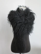  Mongolia lamb fur scarf /fur collar/ fur neck wrap/ women black  real fur stole