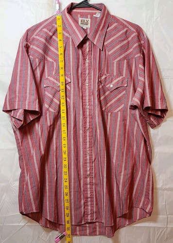 Camisa occidental Ely Cattleman para hombre a rayas manga corta perla a presión talla XL - Imagen 4 de 6