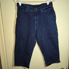 Women's Lee Riveted Dark Blue Wash Cropped Jeans Vintage Size 10