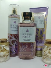 Bath & Body Works 3pc SEA SALT & LAVENDER set mist cream gel Beachy Lot 