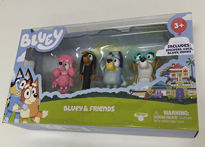 BLUEY Bluey Friends Family Toy Mini Figures Bluey Snickers Coco Honey 4 Pack