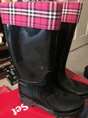 boots with plaid cuff