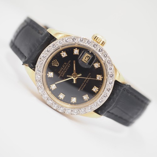 ROLEX LADY DATEJUST 6917 IN 750/- GELBGOLD AFTERMARKET BRILLANT-LÜNETTE 1979/80