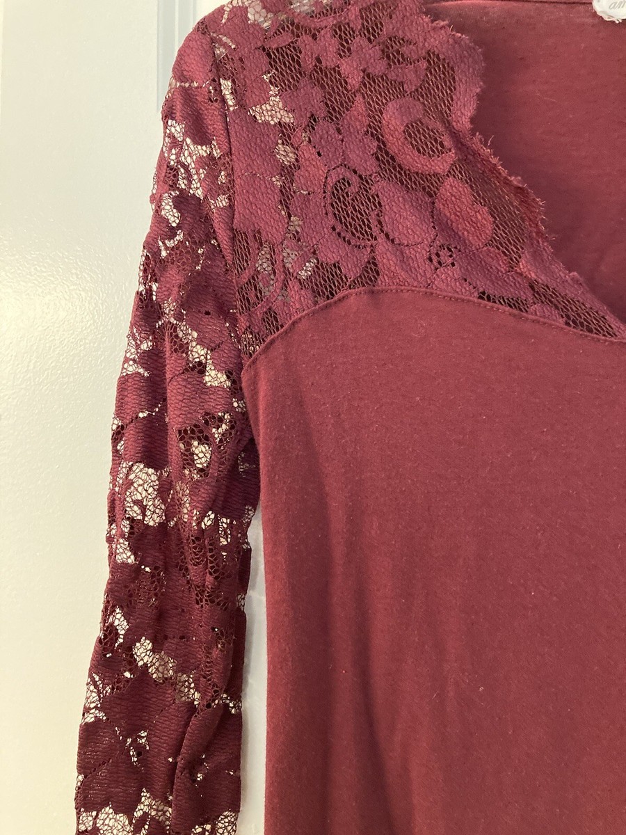 Burgundy Lace Top | eBay
