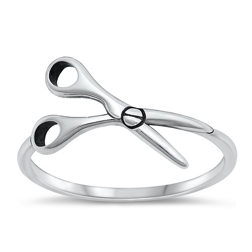 Scissors Barber Ring Sterling Silver Band Ring NEW-image