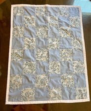 Handmade Baby Quilt Lap Quilt, toddler mat vintage unused blue 28 x 36 farmhouse