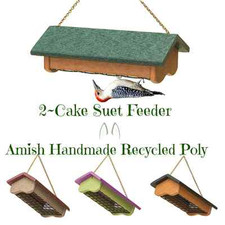 2 CAKE UPSIDE DOWN SUET BIRD FEEDER - 4 Season All Weather Turf Cedar Poly USA