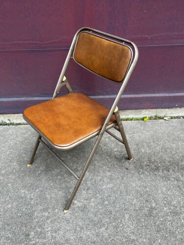 Vintage Set 3 Samsonite Dark brown Folding Chairs Mid-Century Modern MCM